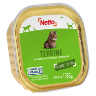 Alim.humide chat NETTO pâté canard & lapin 100g