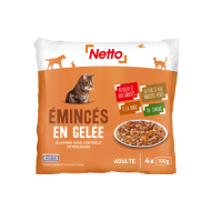 Alim.humide chat NETTO émincés en gelée 100g x4