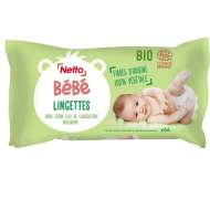 Lingettes bébé bio NETTO x64