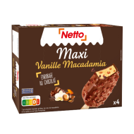 Bât.glacé NETTO maxi vanille macadamia x4 303g