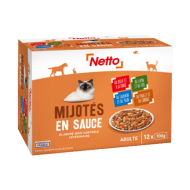 Alim.humide chat NETTO mijotés en sauce 12x100g