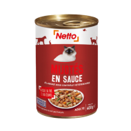 Alim.humide chat NETTO bouchées en sauce boeuf/légs 400g