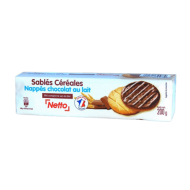 Biscuits NETTO sablés aux céréales nappés chocolat au lait 200g