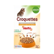 Croquettes chat NETTO canard lapin dinde p.pois 400g