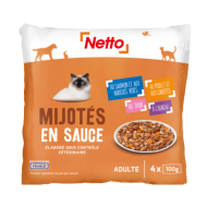 Alim.humide chat NETTO mijotés en sauce 4x100g