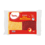 Éponge NETTO ultra grattante rouge x2
