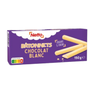 Biscuits NETTO bâtonnets chocolat blanc 150g