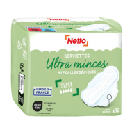 Serviettes hyg. NETTO ultra super ailet. x12