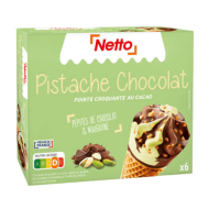 Cône NETTO pistache chocolat x6 429g