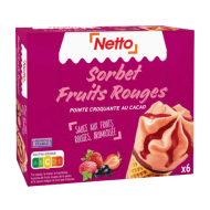 Cône NETTO sorbet fruits rouges x6 423g