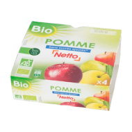 Compote bio NETTO pomme sans sucres ajoutés 100g x4