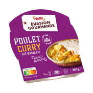 Assiette micro-onde NETTO poulet curry riz 280g