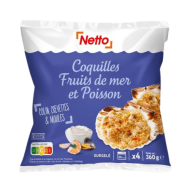 Coquilles St-Jacques NETTO fruits de mer poisson x4 360g