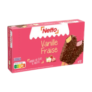 Bât.glacé NETTO vanille fraise x12 467g