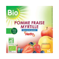Compote bio NETTO pomme fraise myrtille ssa 100g x4