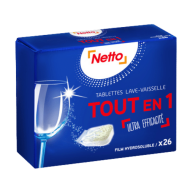 Détergent lave-vais. NETTO tout en 1 x26 tabs 390g