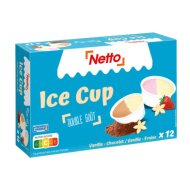 Ice cream NETTO petits pots vanille fraise chocolat 60ml x12